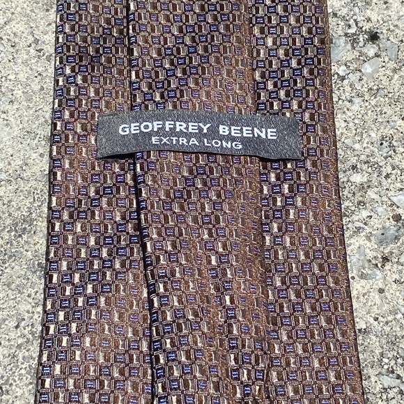 Geoffrey Beene Extra Long Reflective Geometric Sheer Gloss Mens Neck Tie - Picture 4 of 5